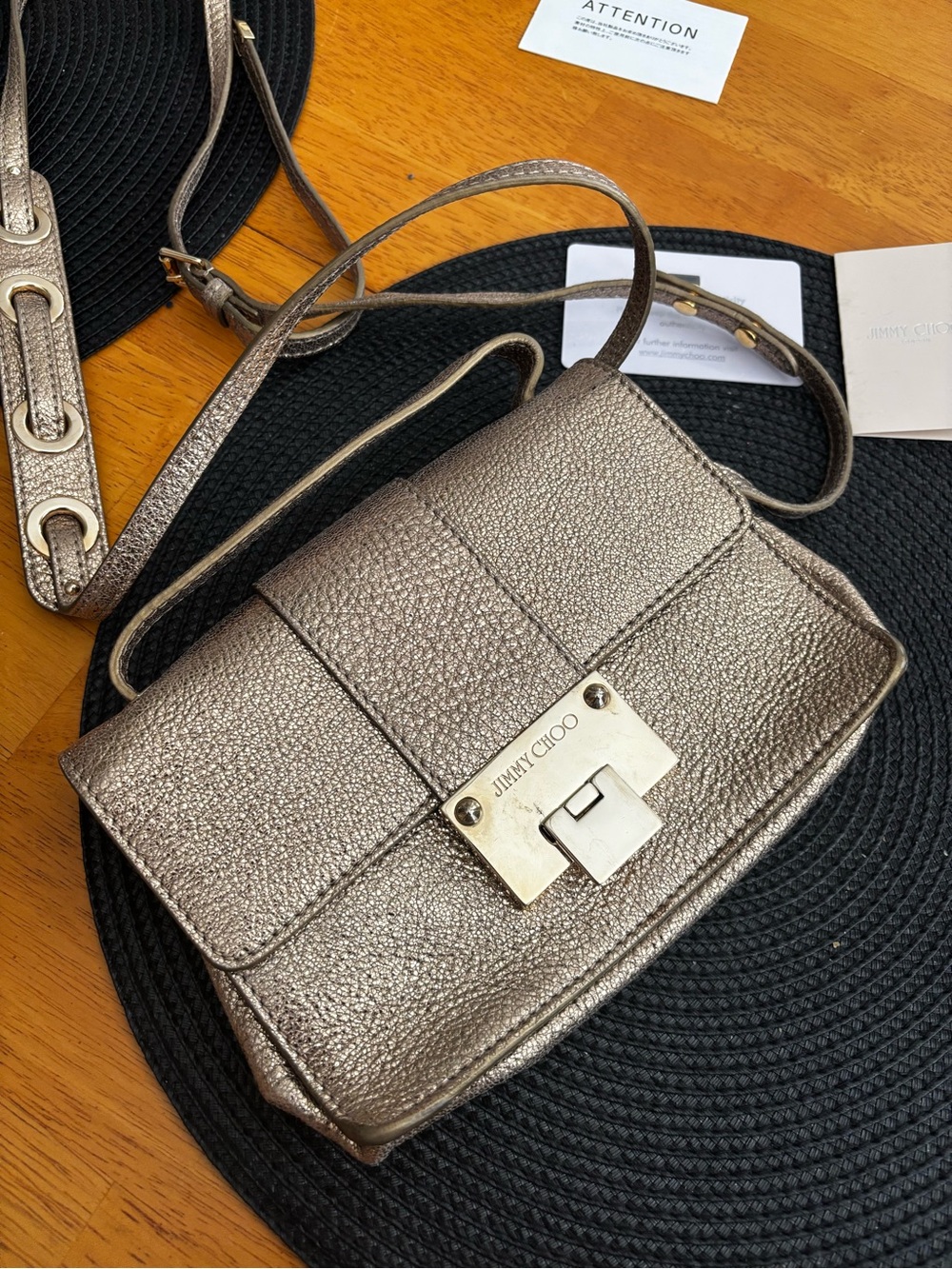 Jimmy Choo Metallic Pewter Crossbody Bag